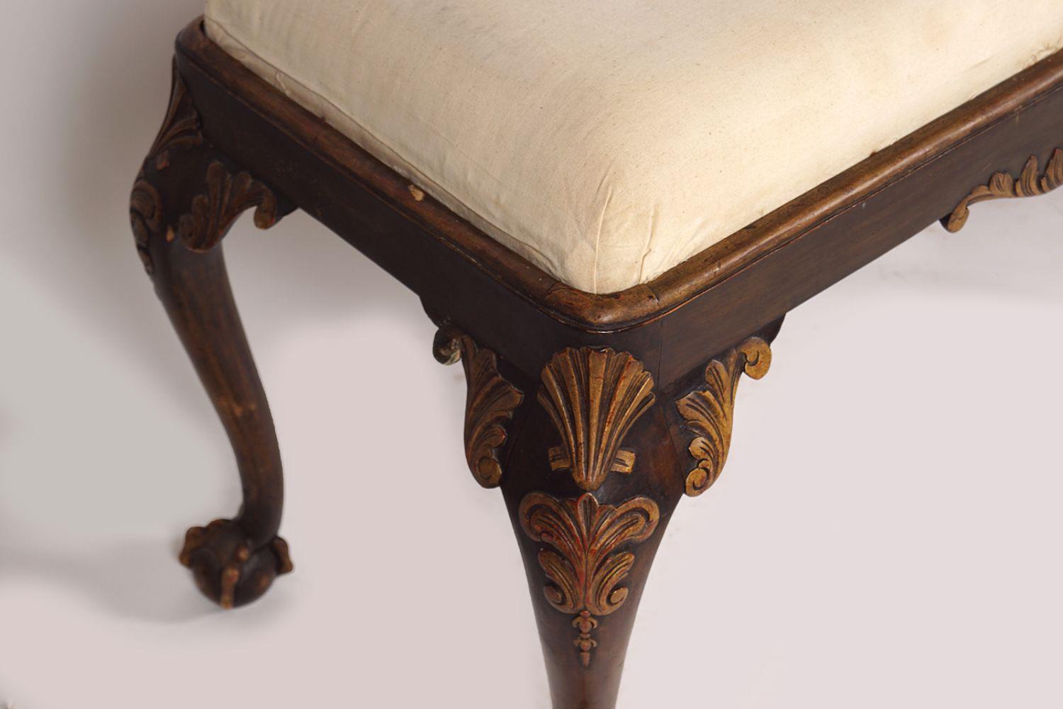 19TH-CENTURY WALNUT & PARCEL GILT WINDOW SEAT - Image 3 of 3