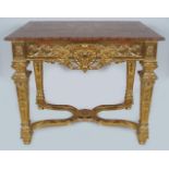 19TH-CENTURY CARVED GILTWOOD CONSOLE TABLE