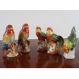 GROUP OF 5 GERMAN POLYCHROME BIRDS OF PARADISE