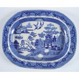 2 LARGE 19TH-CENTURY BLUE & WHITE MEAT PLATTERS