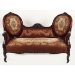 19TH-CENTURY MAHOGANY & TAPESTRY SETTEE