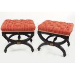 PAIR 19TH-CENTURY X-FRAMED STOOLS