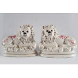 PAIR 19TH-CENTURY STAFFORDSHIRE LIONS