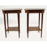 PAIR LOUIS XVI STYLE WALNUT LAMP TABLES