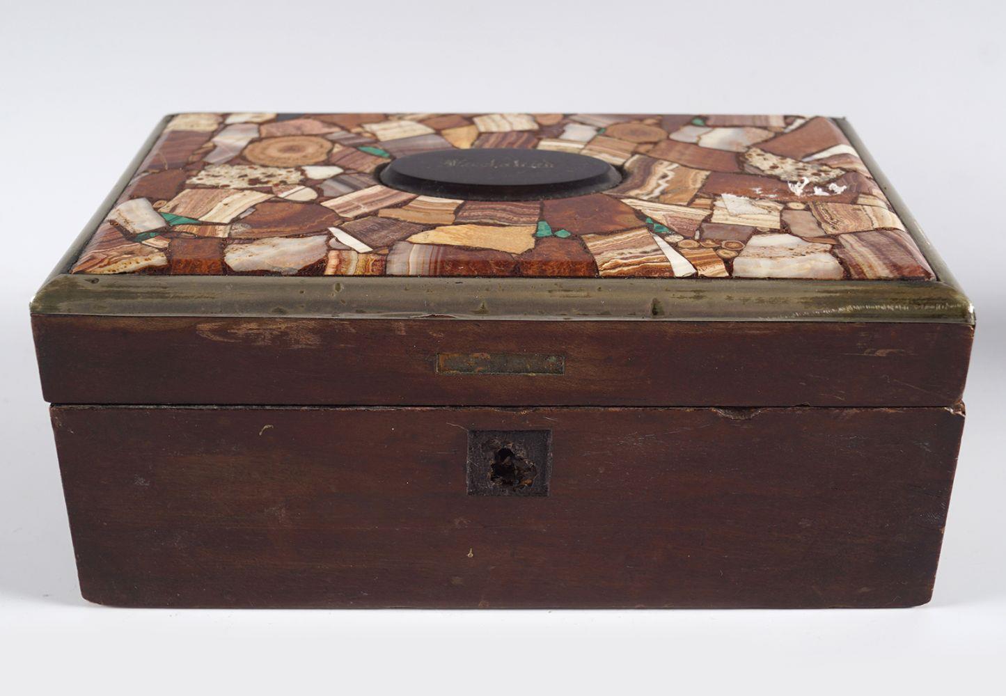 19TH-CENTURY BRASS BOUND MAHOGANY BOX