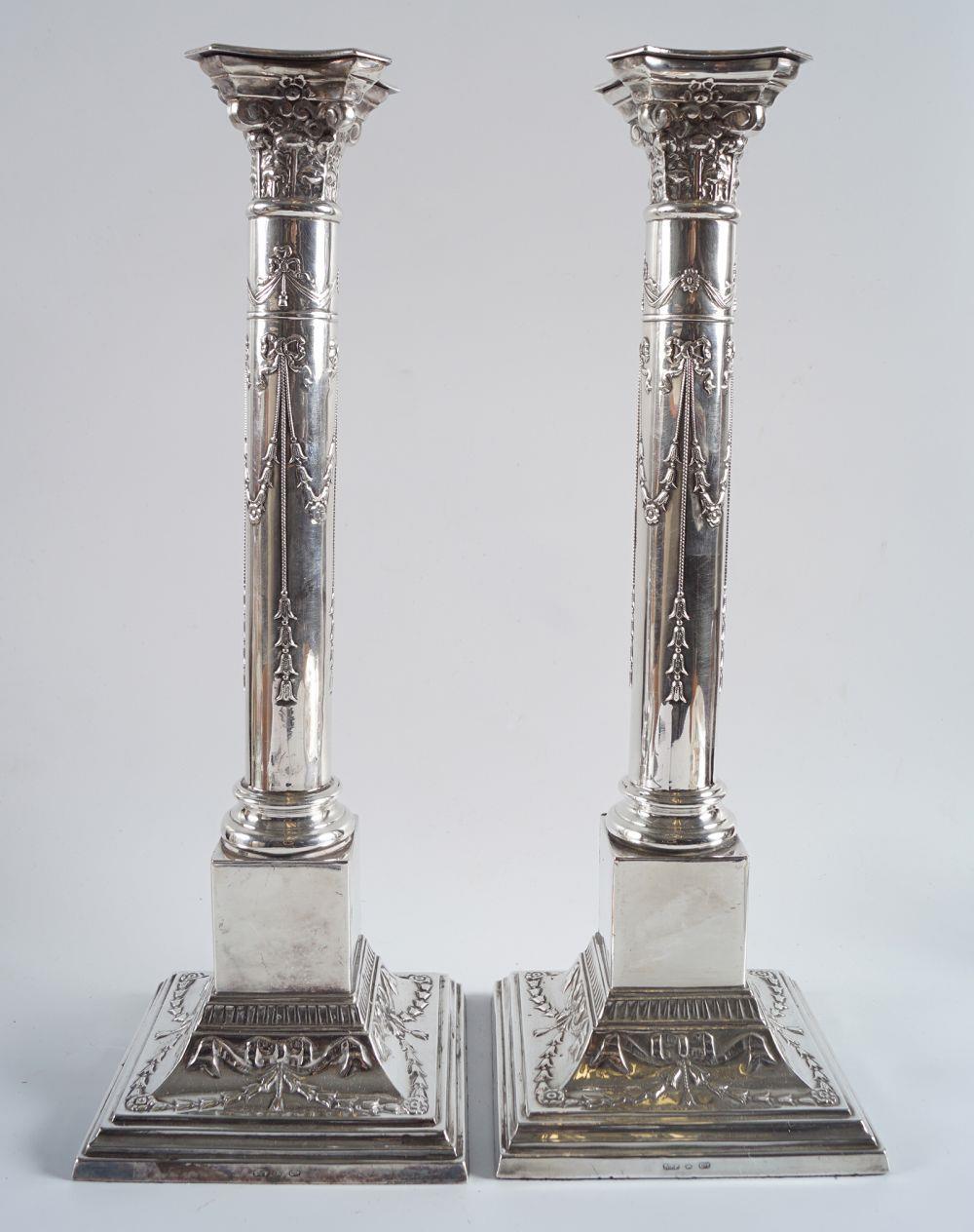 PAIR GEORGE III SHEFFIELD PLATE CANDLESTICKS