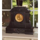 19TH-CENTURY BLACK MARBLE MANTEL CLOCK