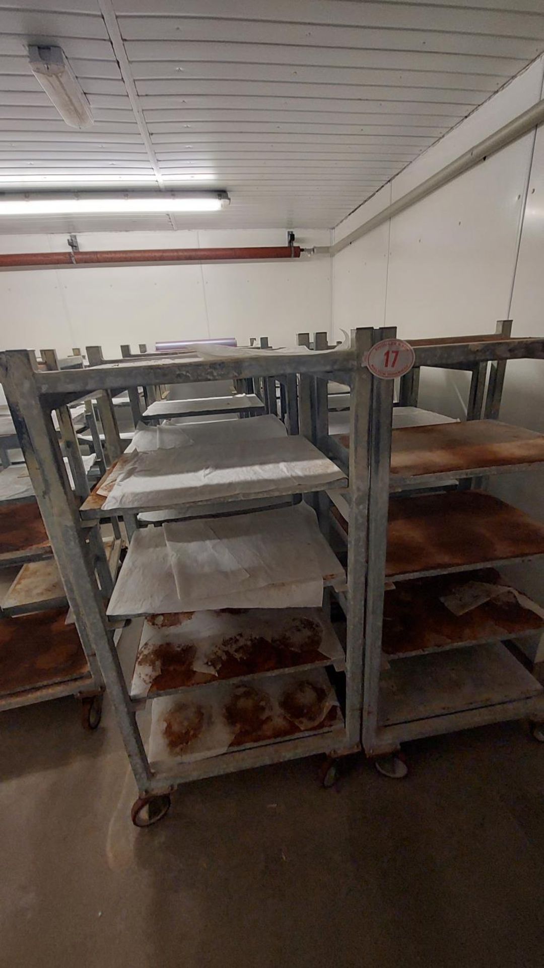 10 Galvanised wheeled cheese trolleys c/w removeable shelves (5 shelves per trolley) - Image 2 of 3