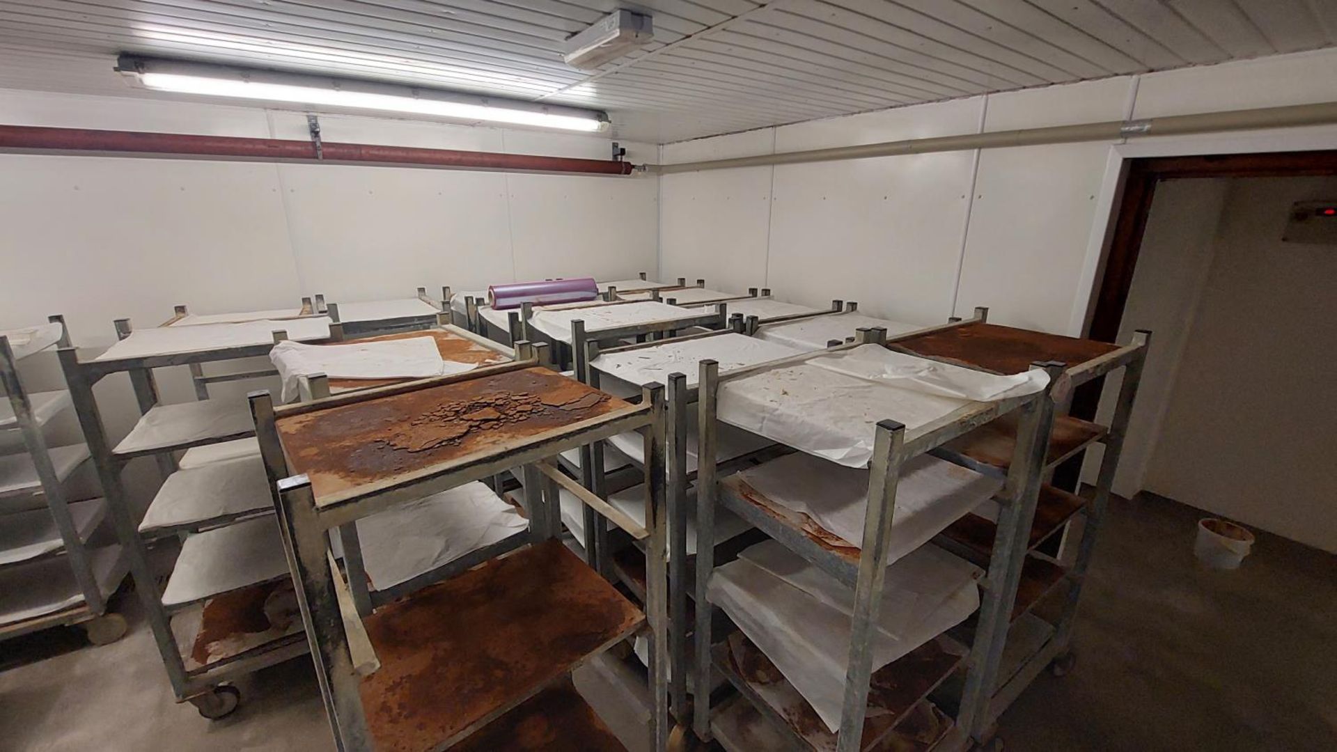 10 Galvanised wheeled cheese trolleys c/w removeable shelves (5 shelves per trolley) - Image 3 of 3