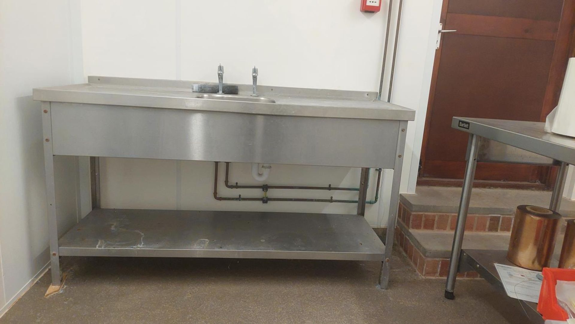 Stainless steel sink c/w double drainers 160cm x 60cm