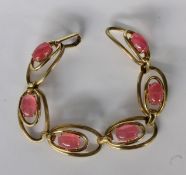 ARMBAND 585/000 Gelbgold mit 6 rosa