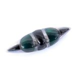 ART DECO BROSCHE Silber mit Onyx und 2