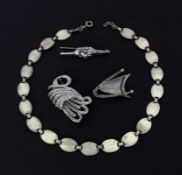 LOT 4 TEILE SILBERSCHMUCK. Teils mit