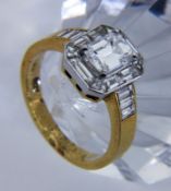 ART DECO DIAMANTRING 750/000 Gelb- und