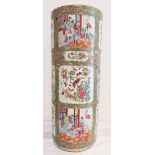CHINESE ROSE CANTON CYLINDER FORM VASE, 19TH C.
