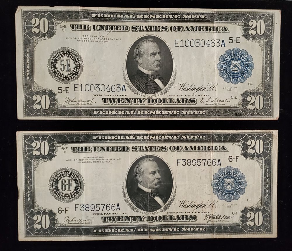 LOT OF (2) FEDERAL RESERVE NOTES $20.00