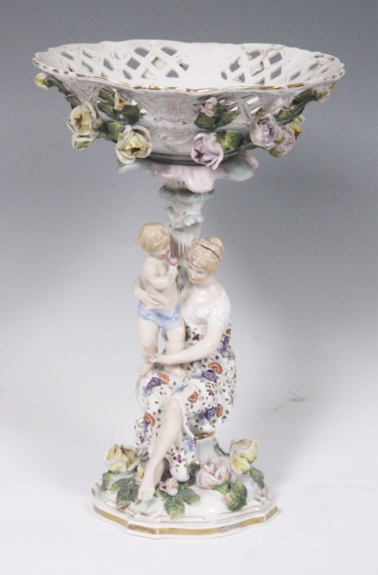 CONTINETAL 19TH FIGURAL PORCELAIN COMPOTE
