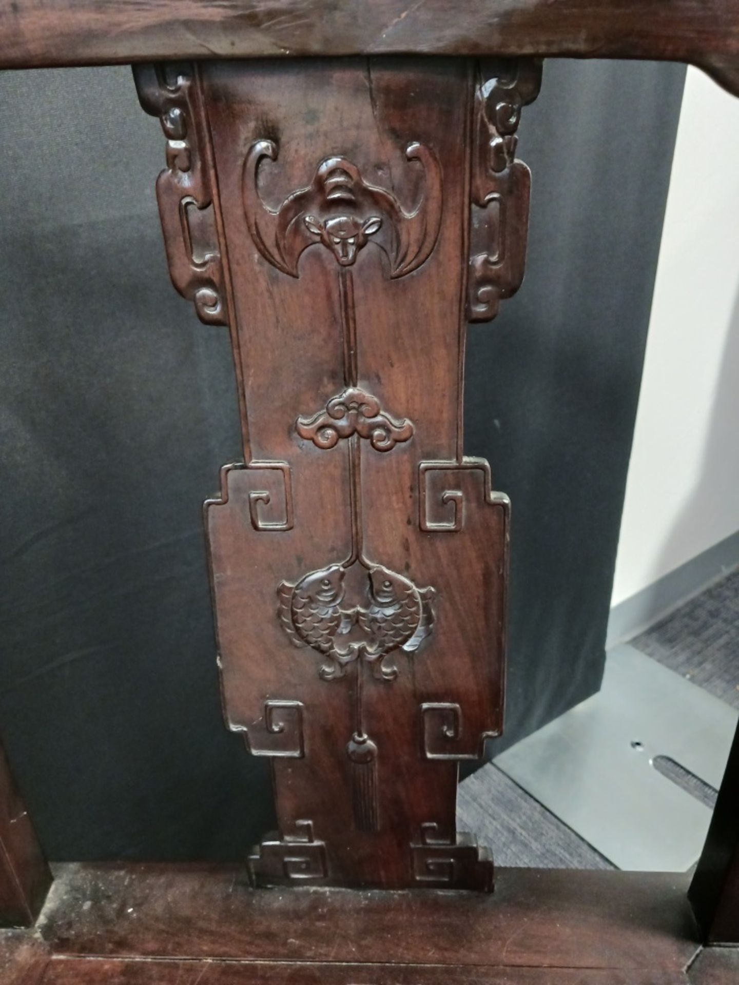 CHINESE ROSEWOOD 19TH C. CARVED CHAIR - Bild 4 aus 12