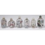 CHINESE PAINTED SNUFF BOTTLES, (6) TOTAL