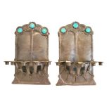 PAIR OF ENGLISH ARTS & CRAFTS PEWTER SCONCES