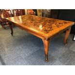 CONTINENTAL EBONIZED WOOD INLAID WALNUT TABLE