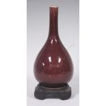 CHINESE EARLY OX BLOOD FLAMBE STEM NECK VASE