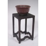 CHINESE PLUM FOOTED BOWL W/ STAND