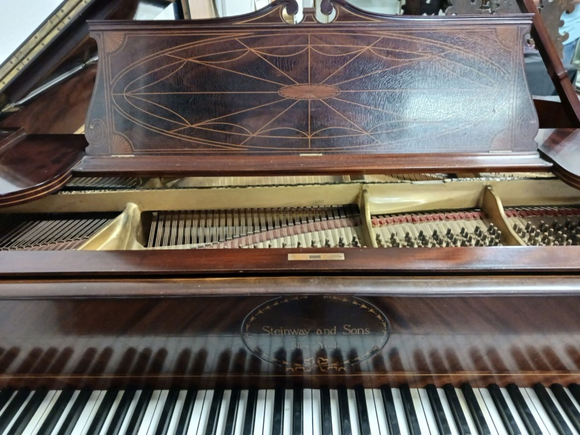 STEINWAY MODEL B GRAND PIANO W/ INLAID CASE - Bild 3 aus 24