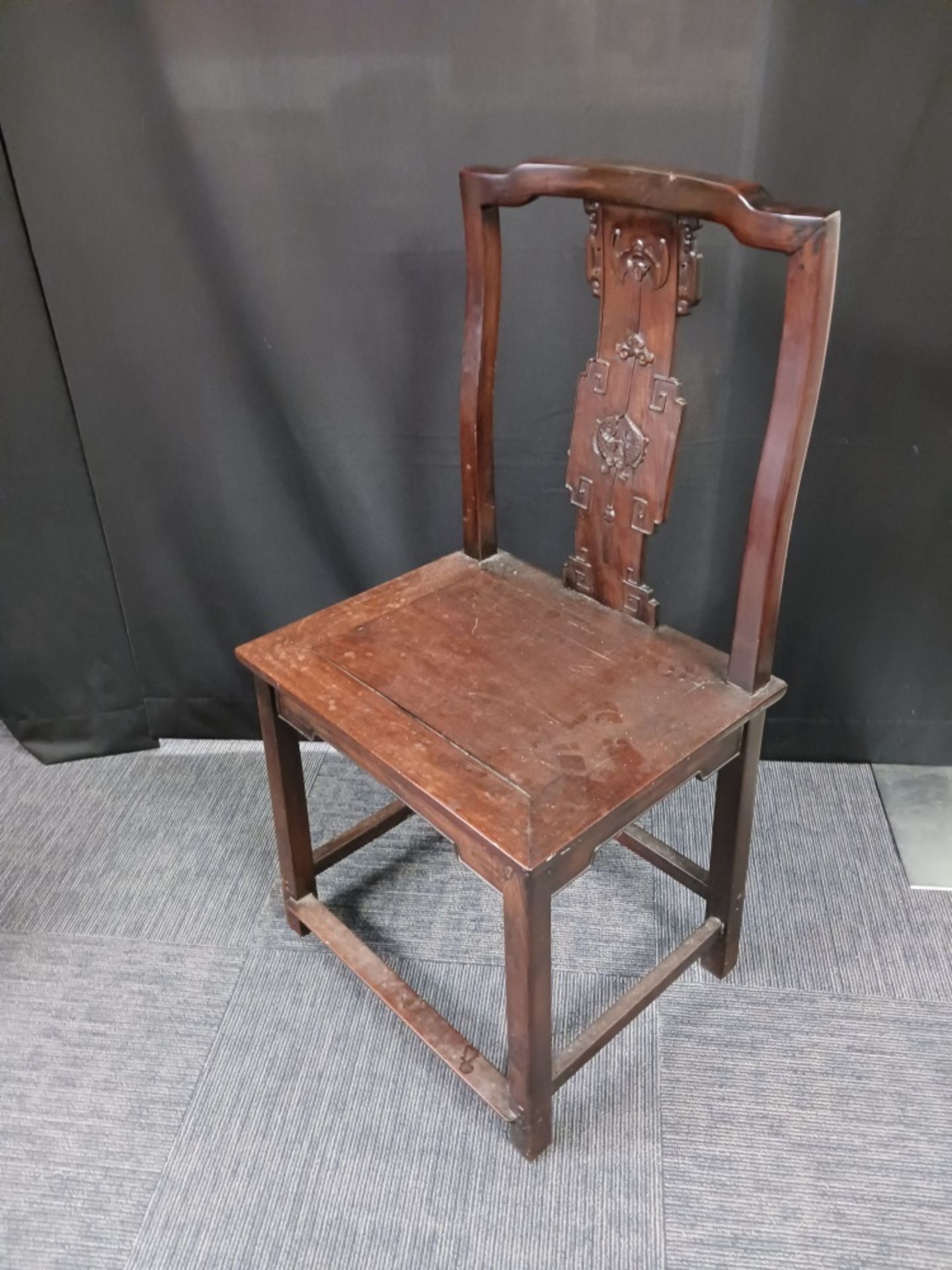 CHINESE ROSEWOOD 19TH C. CARVED CHAIR - Bild 2 aus 12