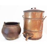 LOT OF (2) VINTAGE COPPER POT, WATER BASIN