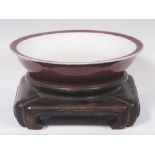 CHINESE OX BLOOD FLAMBE BOWL W/ STAND