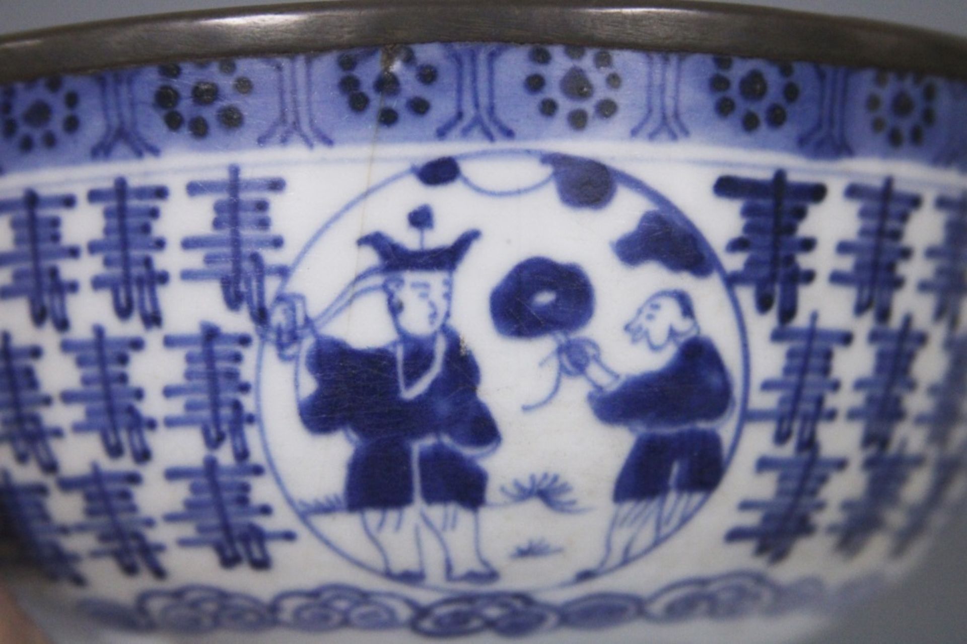 CHINESE EARLY BLUE & WHITE BOWL W/ STAND - Bild 8 aus 8