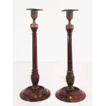 GEORGE III PAIR OF MAHOGANY CARVED CANDLESTANDS