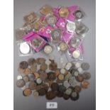 A quantity of copper/bronze, sixpences and brass threepence Victorian through Elizabeth II approx