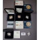 Royal Mint Issues Inc: silver Proof coins; single 1983 £1 Ensigns Armorial, cased 2008 £1 Ensigns