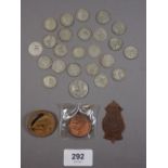 A quantity of silver content six pennies George V - George VI approx 62 grams plus George V Silver