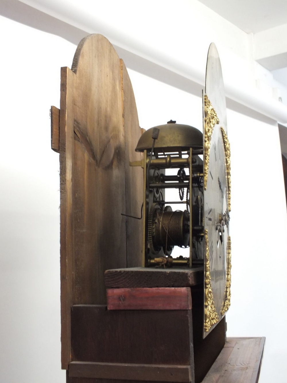 A 19th century mahogany cased longcase clock with arched top pediment over silvered dial with gilt - Image 4 of 5