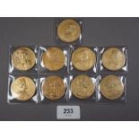 A quantity of Jew Dassier medallions of kings and queens of England, 9 total, bust of monarchs eg