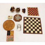 A collection of vintage games including chess, draughts etc.