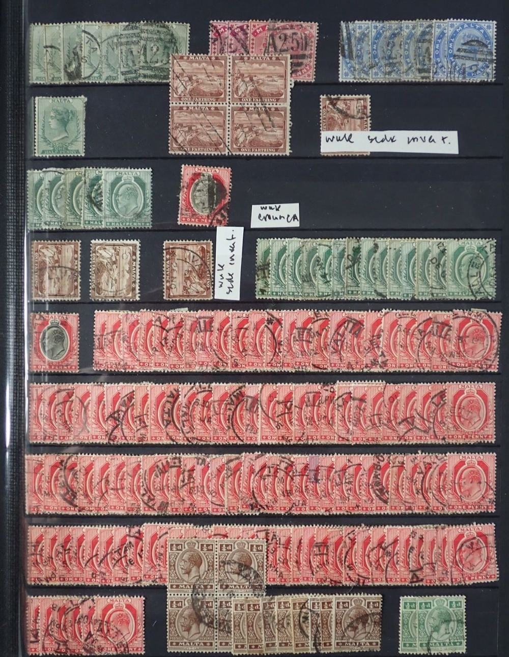 Malta: Sizeable mint & used QV-QEII period collection in large stock-book with most pages full of