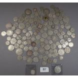 A quantity of British silver content coinage including: sixpences, shillings, florins and half