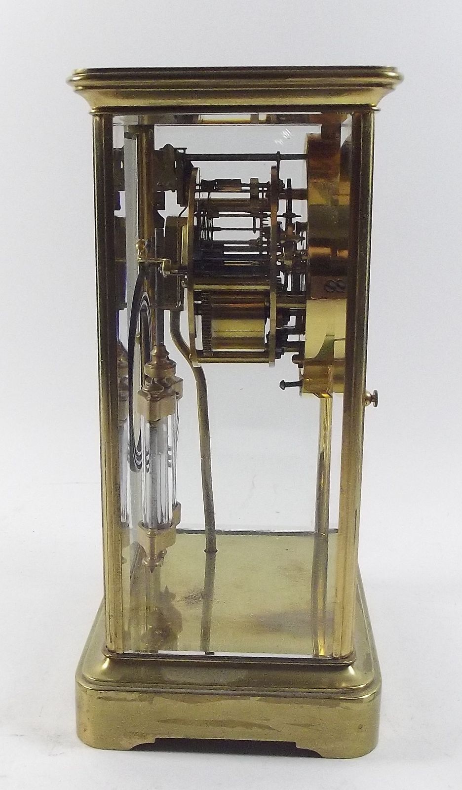 A 19th century French four glass mantel clock with mercury compensated pendulum and striking on a - Image 4 of 4