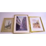 A H Findley - watercolour Old Guildhall Leicester 97 x 52cm and a Gillian Hancock watercolour of