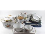 A group of Royal Worcester Evesham oven to tableware serving dishes plus three dinner plates, five