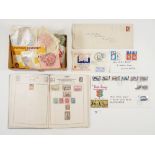 Box of GB & Br Empire/C'wealth defin & commem stamps on cover and in packets plus All World album.