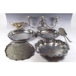 Various silver plated items including entree dish