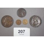 Miscellaneous coins and tokens including: (2) Victoria Jubilee head 13mm diameter 1887 Sovereign