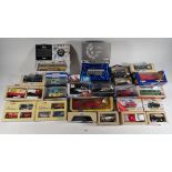 A box of assorted model cars including sixteen Corgi - such as Classic, Commercial, trolley bus etc.