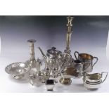 A box of silver plated items