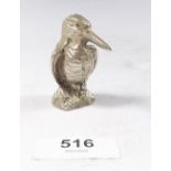 A cast bird figure of a kingfisher, 170 grams, 5.5cm height silver appearance